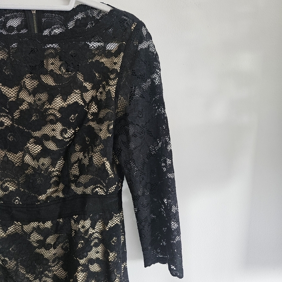 Vintage Black Lace Moda International Dress With 100% Silk Lining - Picture 3 of 10